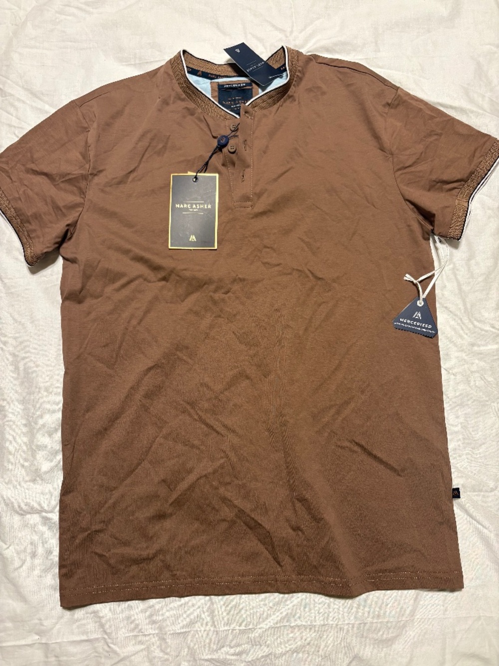 NWT Marc Asher New York Luxury Mercerized Cotton Henley T-Shirt Size Medium